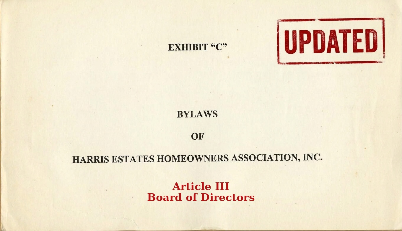 HOA Bylaws Article III : Board of Directors