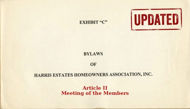 HOA Bylaws Article II: Meeting of Members